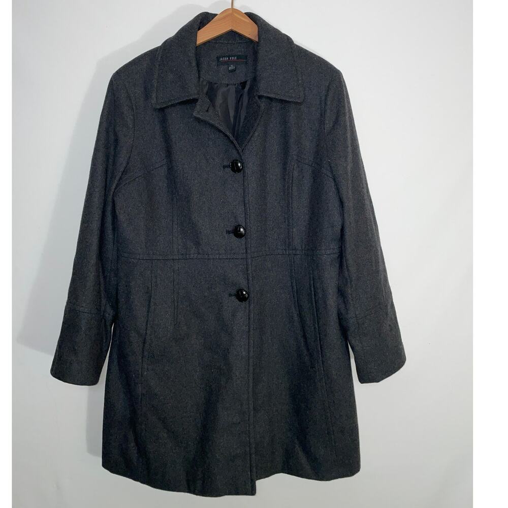 Jason Kole Wool Blend‎ Coat in Charcoal Grey - Women's Size XL - 50% Wool & Soft